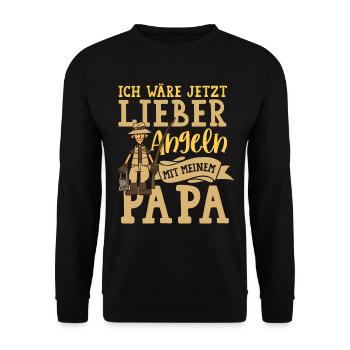 Ich Wäre Jetzt Lieber Angeln Mit Meinem Papa - Unisex Pullover - Schwarz - Vorne - Alina (178cm) & Michal (187cm)