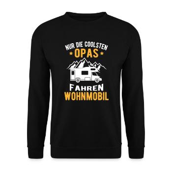 Rentner Cooler Opa Wohnmobil Camping Geschenk - Unisex Pullover - Schwarz - Vorne - Alina (178cm) & Michal (187cm)