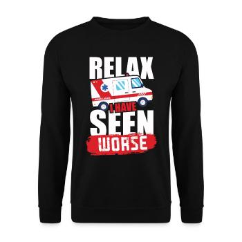 Détendez-vous, j'ai vu pire design pour un - Sweat-shirt Unisexe - noir - Devant - Alina (178cm) & Michal (187cm)