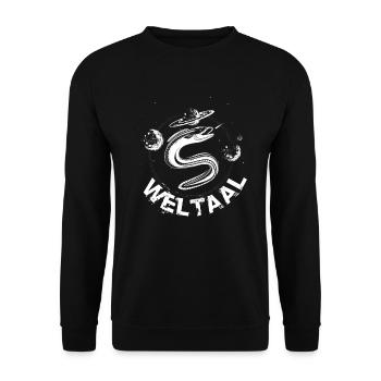 Weltaal Weltraum Design für einen Angler - Unisex Pullover - Schwarz - Vorne - Alina (178cm) & Michal (187cm)