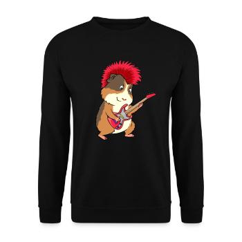 Lustiges Meerschweinchen Punk Rock Gitarre Musik - Unisex Pullover - Schwarz - Vorne - Alina (178cm) & Michal (187cm)