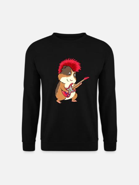 Lustiges Meerschweinchen Punk Rock Gitarre Musik - Unisex Pullover - Schwarz