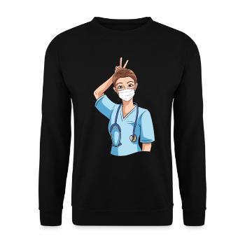 Funny nurse with humor - Unisex Sweatshirt - black - Front - Alina (178cm) & Michal (187cm)