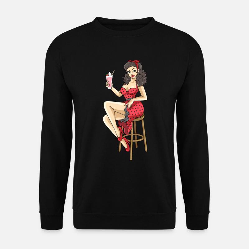 Cool Rockabilly Frau im Syle der 50er Design - Unisex Pullover - Schwarz