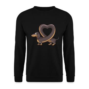 Teckel mignon faisant une forme de coeur. conception - Sweat-shirt Unisexe - noir - Devant - Alina (178cm) & Michal (187cm)