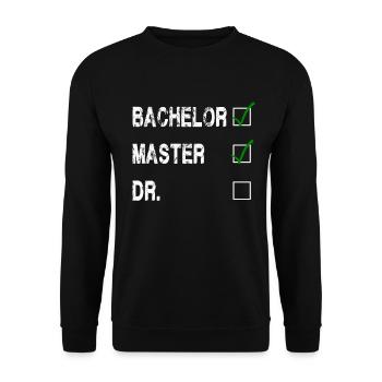 Abschluss Bachelor Master Dr. Prüfung - Unisex Pullover - Schwarz - Vorne - Alina (178cm) & Michal (187cm)