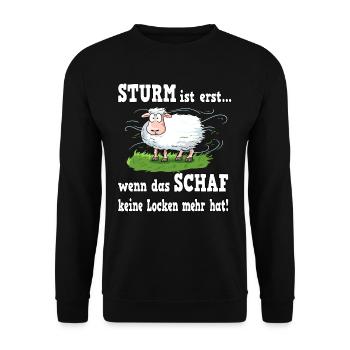 Schafe für einen Ostsee und Nordsee Urlauber - Unisex Pullover - Schwarz - Vorne - Alina (178cm) & Michal (187cm)