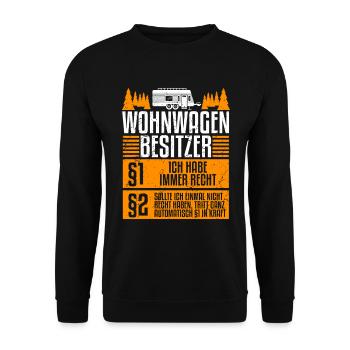 Regeln für Wohnwagen Besitzer Camping - Unisex Pullover - Schwarz - Vorne - Alina (178cm) & Michal (187cm)