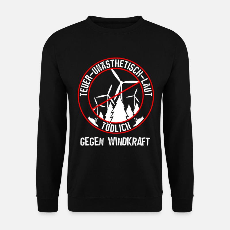 Gegen Windkraft und gegen Windenergie - Unisex Pullover - Schwarz