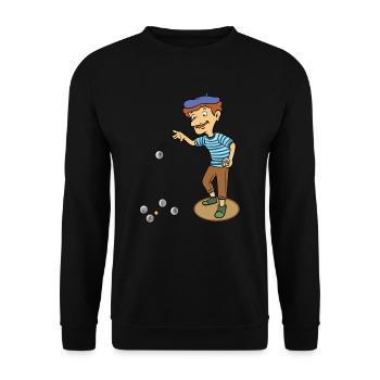 Frenchman plays petanque design for a petanque - Unisex Sweatshirt - black - Front - Alina (178cm) & Michal (187cm)