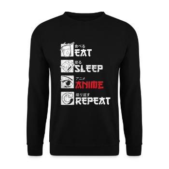 Eat Sleep Anime Repeat Gift - Unisex Sweatshirt - black - Front - Alina (178cm) & Michal (187cm)