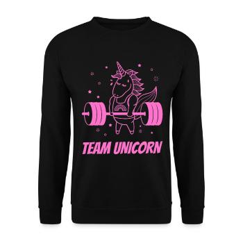 Unicorn Gym Club - Team Einhorn - Unisex Pullover - Schwarz - Vorne - Alina (178cm) & Michal (187cm)