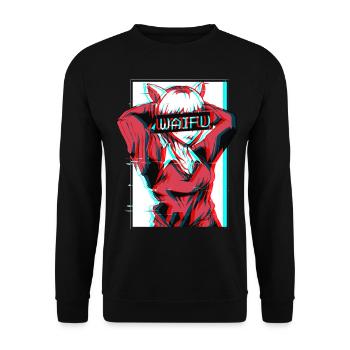 Waifu Neko Anime Cat Girl Vaporwave Cadeau - Sweat-shirt Unisexe - noir - Devant - Alina (178cm) & Michal (187cm)