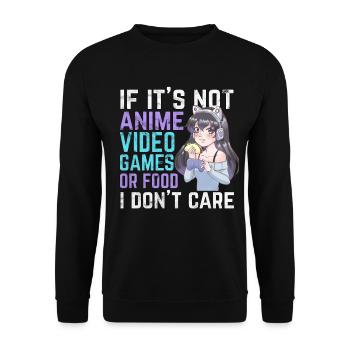 Si ce n'est pas des jeux vidéo d'anime ou de la nourriture, je m'en fiche - Sweat-shirt Unisexe - noir - Devant - Alina (178cm) & Michal (187cm)