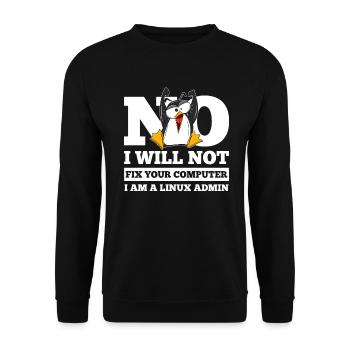 Linux SysAdmin Hacker Coder Penguin Computer Fix - Unisex Sweatshirt - black - Front - Alina (178cm) & Michal (187cm)
