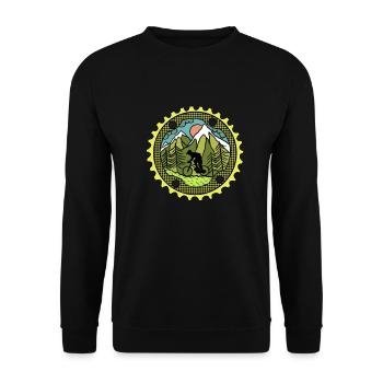 Retro Mountainbike MTB Kranz für Mountainbike Fans - Unisex Pullover - Schwarz - Vorne - Alina (178cm) & Michal (187cm)