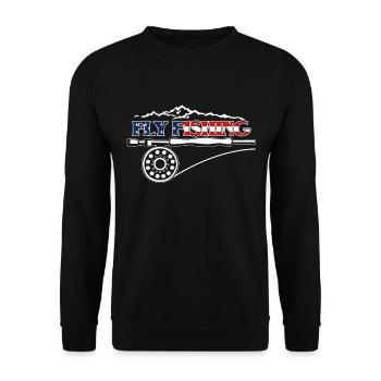 Fliegen Fischen Fly Fishing in Amerika für - Unisex Pullover - Schwarz - Vorne - Alina (178cm) & Michal (187cm)