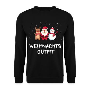 Weihnachts Outfit Rentier Weihnachts- Schneemann - Unisex Pullover - Schwarz - Vorne - Alina (178cm) & Michal (187cm)