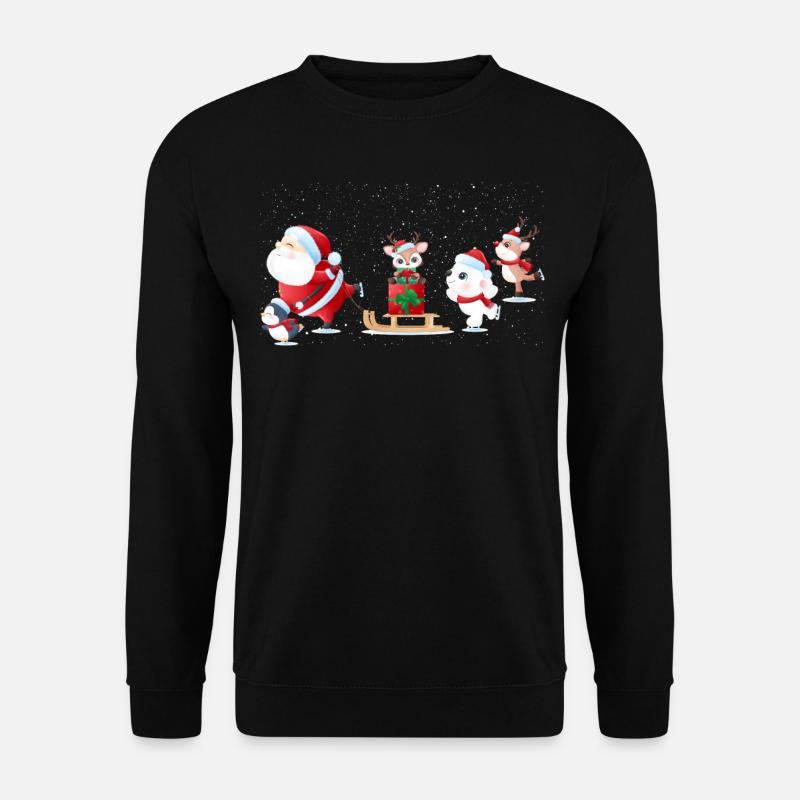 Süßes Rentier Weihnachtsmann Eisbär Pinguin Outfit - Unisex Pullover - Schwarz