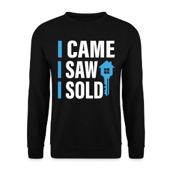 Immobilienmakler Makler Lustiger Spruch Geschenk - Unisex Pullover - Schwarz - Vorne - Alina (178cm) & Michal (187cm)