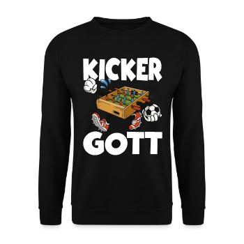 Tischfussball Tischkicker Tischfußball Kicker Gott - Unisex Pullover - Schwarz - Vorne - Alina (178cm) & Michal (187cm)