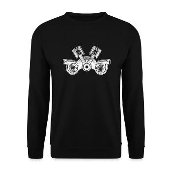 turbo piston garage sports car - Unisex Sweatshirt - black - Front - Alina (178cm) & Michal (187cm)