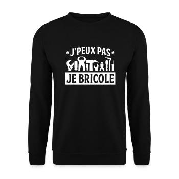 cadeau bricoleur bricolage J'peux pas je bricole - Sweat-shirt Unisexe - noir - Devant - Alina (178cm) & Michal (187cm)