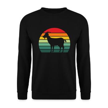 Ziege Retro Geschenk Ziege T-Shirt - Unisex Pullover - Schwarz - Vorne - Alina (178cm) & Michal (187cm)