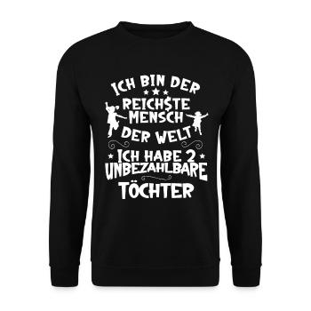 Ich habe zwei Töchter - Mutter Tochter - Unisex Pullover - Schwarz - Vorne - Alina (178cm) & Michal (187cm)