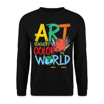 Kunstlehrer färben die Welt - Unisex Pullover - Schwarz - Vorne - Alina (178cm) & Michal (187cm)