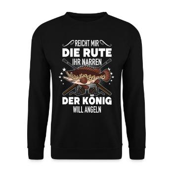 Reicht mir die Rute der König will angeln für - Unisex Pullover - Schwarz - Vorne - Alina (178cm) & Michal (187cm)