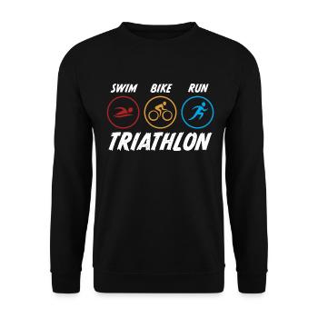 swim bike run triathlon - Unisex Pullover - Schwarz - Vorne - Alina (178cm) & Michal (187cm)