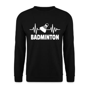 Badminton Sport Heartbeat Love - Unisex Sweatshirt - black - Front - Alina (178cm) & Michal (187cm)