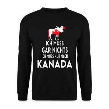 Ich muss gar nichts Ich muss nur nach Kanada - Unisex Pullover - Schwarz - Vorne - Alina (178cm) & Michal (187cm)
