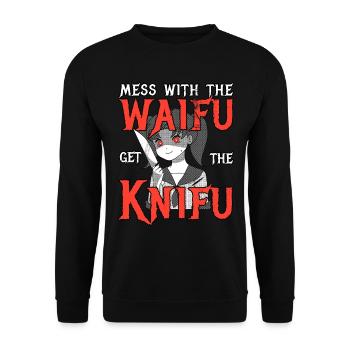 Yandere Anime Girl Waifu Japanese Aesthetic Gift - Unisex Sweatshirt - black - Front - Alina (178cm) & Michal (187cm)