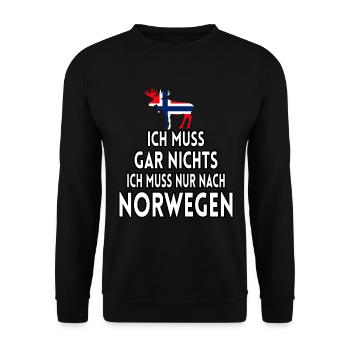 Ich Muss Gar Nichts Ich Muss Nur Nach Norwegen - Unisex Pullover - Schwarz - Vorne - Alina (178cm) & Michal (187cm)