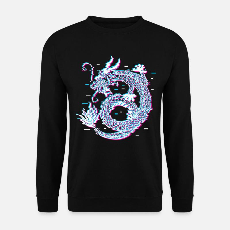 Japanese Dragon Vaporwave Aesthetic Geschenk - Unisex Pullover - Schwarz