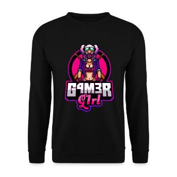 Gamer Girl Lustiges Esport Team Label Logo - Unisex Pullover - Schwarz - Vorne - Alina (178cm) & Michal (187cm)