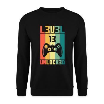Level 13 Unlocked Gambler 13 Birthday Gift - Unisex Sweatshirt - black - Front - Alina (178cm) & Michal (187cm)