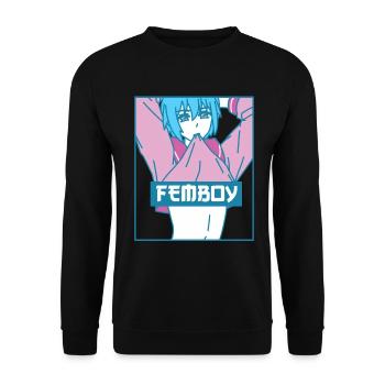 Femboy Aesthetic Pastel Yaoi Anime Boy Geschenk - Unisex Pullover - Schwarz - Vorne - Alina (178cm) & Michal (187cm)
