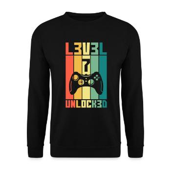 Level 7 Unlocked Gambler 7 Birthday Gift - Unisex Sweatshirt - black - Front - Alina (178cm) & Michal (187cm)