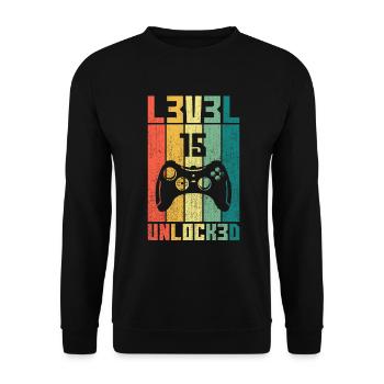 Level 15 Unlocked Gambler 15 Birthday Gift - Unisex Sweatshirt - black - Front - Alina (178cm) & Michal (187cm)