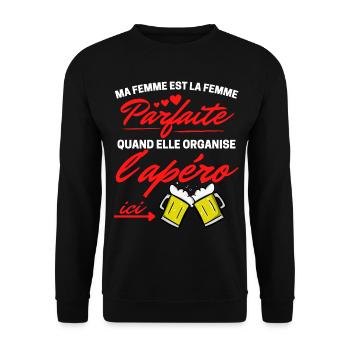Ma femme est la femme parfaite .. organise l'apéro - Sweat-shirt Unisexe - noir - Devant - Alina (178cm) & Michal (187cm)