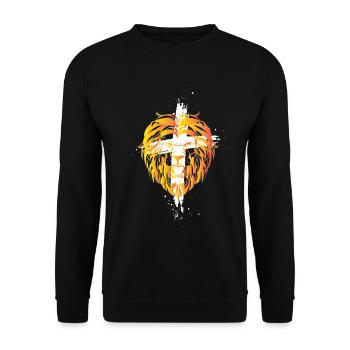 Gott Kirche Christliche Geschenk Löwe - Unisex Pullover - Schwarz - Vorne - Alina (178cm) & Michal (187cm)