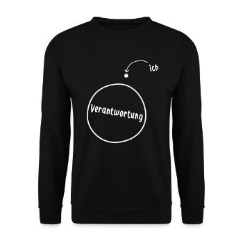 Ich trage keine Verantwortung - Unisex Pullover - Schwarz - Vorne - Alina (178cm) & Michal (187cm)