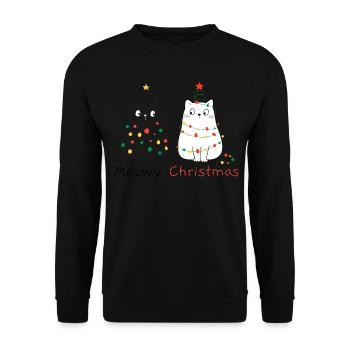 Meowy Christmas - Sweat-shirt Unisexe - noir - Devant - Alina (178cm) & Michal (187cm)