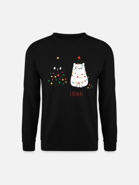 Meowy Christmas Cat Motiv - Unisex Pullover - Schwarz