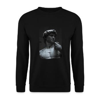 David by Michelangelo art sculpture - Unisex Pullover - Schwarz - Vorne - Alina (178cm) & Michal (187cm)