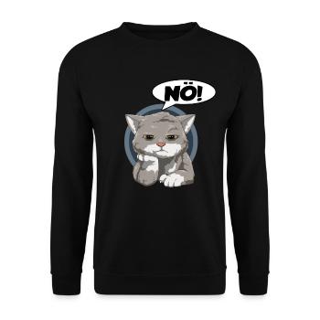 Katze Kater Streiken Ärgern Null Bock Keine Lust - Unisex Pullover - Schwarz - Vorne - Alina (178cm) & Michal (187cm)