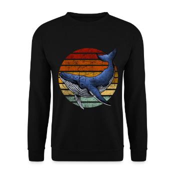 Rétro vintage whale - Sweat-shirt Unisexe - noir - Devant - Alina (178cm) & Michal (187cm)